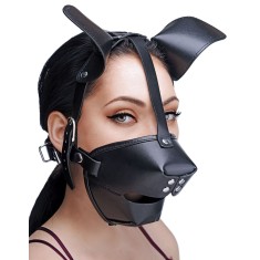 Masca Master Series "Pup Puppy Play Hood and Breathable Ball Gag" - Negru##