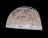 SUPORT ȘERVEȚELE VINTEGE DIN STICLA, MODEL CU PASARE TUCAN