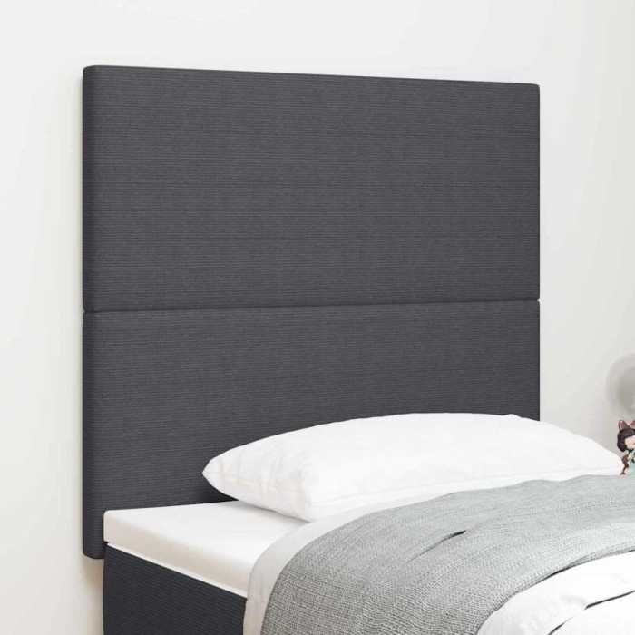vidaXL Tăblie de pat design simplu, gri &icirc;nchis, 80 cm, catifea raiată