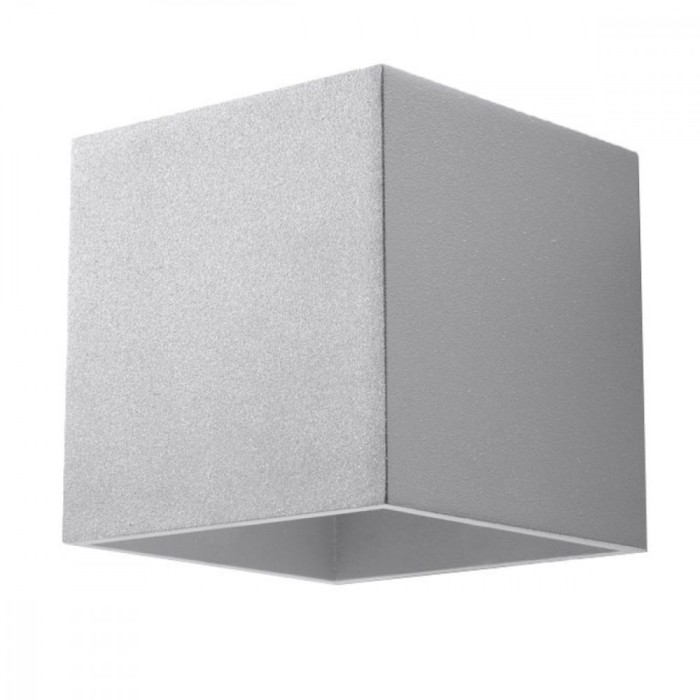 Lampă De Perete Quad Gri Aluminiu 1 Bec Pătrat Modern De Interior