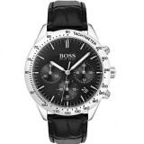 Boss Talent 1513579, Ceas Bărbați 42mm Cronograf cu Baterie și Curea Din Piele Neagră