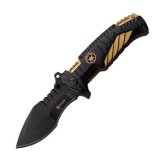 Cumpara ieftin Cutit tip briceag militar Foxter, 21.5 cm, sistem Liner Lock, clema de agatat, negru, Oem