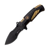 Cutit tip briceag militar Foxter, 21.5 cm, sistem Liner Lock, clema de agatat, negru