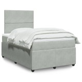 VidaXL Pat box spring cu saltea, gri deschis, 120x190 cm, catifea 3294580
