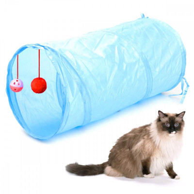 Jucarie pentru Pisica de tip Tunel lungime 50 cm culoare albastru foto