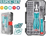 TOTAL - SET SURUBELNITA CU CLICHET - 55 PIESE (INDUSTRIAL) PowerTool TopQuality