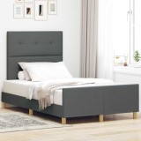VidaXL Cadru de pat cu headboard Gri &icirc;nchis 120 x 200 cm țesătură