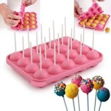 Forma din silicon pentru cake pop, 20 de compartimente, 22x4x19cm, roz, CMCLASS