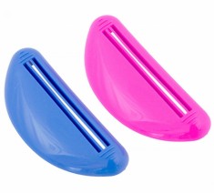 Set 2 storcatoare tuburi, plastic, 2 culori, 8.5 x 3.6 x 0.9 cm, albastru/roz