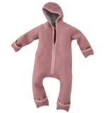 Salopeta de dormit pentru bebelusi din lana merinos organica Alavya Home - Roz pastel - 62/68