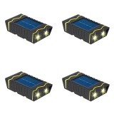 Set 4 lampi solare de perete, dreptunghiulare, lumineaza bidirectional, lumina calda, rezistente la apa si praf, acumulator de capacitate mare, negru