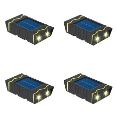 Set 4 lampi solare de perete, dreptunghiulare, lumineaza bidirectional, lumina calda, rezistente la apa si praf, acumulator de capacitate mare, negru