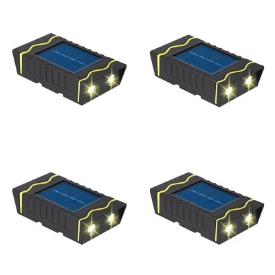Set 4 lampi solare de perete, dreptunghiulare, lumineaza bidirectional, lumina calda, rezistente la apa si praf, acumulator de capacitate mare, negru foto