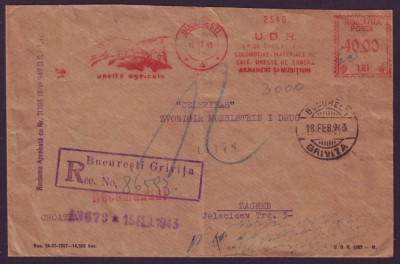 1943 Romania Plic francatura mecanica publicitara unelte agricole Uzinele Resita foto