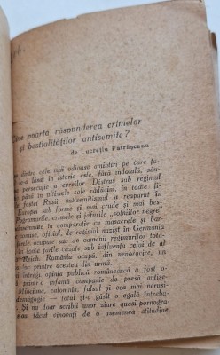 Lucrețiu Pătrășcanu &amp;ndash; Cine poartă răspunderea crimelor și bestialităților antisemite? &amp;ndash; București 1945 &amp;ndash; colecția &amp;bdquo;Pogrom&amp;rdquo; foto