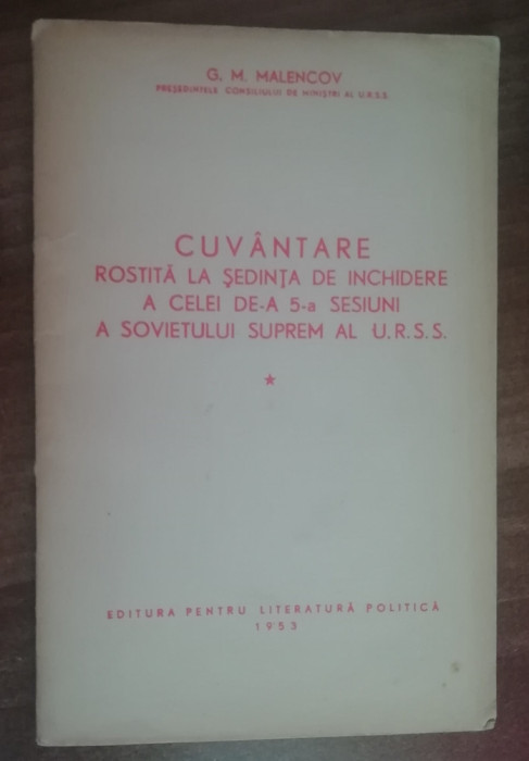 myh 527s - Documente ale Partidului Comunist URSS - 1953 - Piesa de colectie