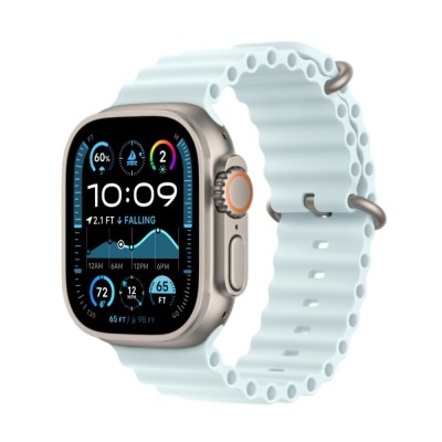 Curea smartwatch, THD, Oceanic Loop, pentru Apple Watch Ultra2 49 mm, Apple Watch 46 mm seria 10, marime universala, albastru arctic, catarama gri foto