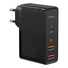 INCARCATOR retea Baseus GaN2 Pro, Quick Charge 3.0 100W, 2 x USB Type-C 5V/3A max, 2 x USB 5V/3A max, negru &amp;quot;CCGAN2P-L01&amp;quot; (timbru verde 0.18