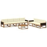 vidaXL Set de canapele de exterior cu pernă 8 pcs Natural și Crem 3382393