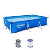 Piscina structura metalica, dreptunghiulara, cu filtru, pompa, albastru, 300x201x66 cm, Bestway Steel Pro GartenVIP DiyLine