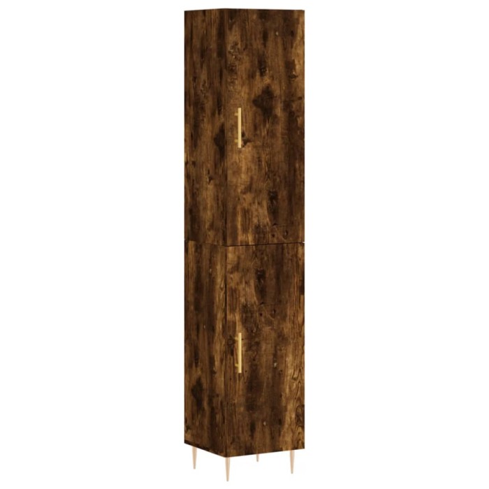 Dulap inalt, stejar fumuriu, 34,5x34x180 cm, lemn prelucrat