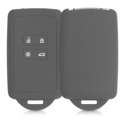 Husa Cheie Auto pentru Renault / Dacia - 4 Butoane - Keyless Go, kwmobile, Silicon, Gri, 48035.19 foto