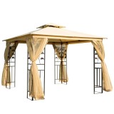 Pavilion/foisor pentru gradina/terasa, cadru metalic, cu perdele, galben, 3x3x2.65 m, ART