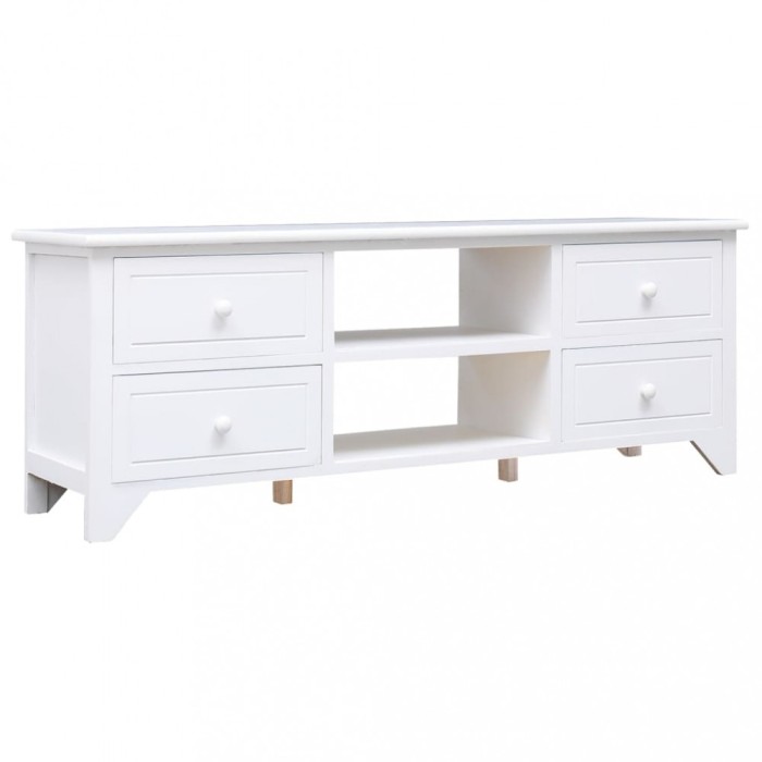 Gossi comoda tv,alb, 108x30x40 cm, lemn masiv de paulownia