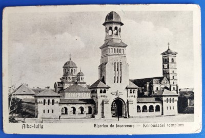 Alba Iulia - Biserica de incoronare - 1930 - printata, circulata, timbru foto