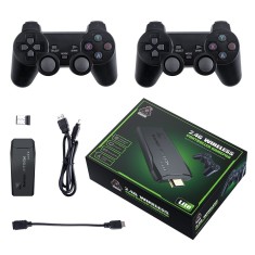 Consola jocuri video retro, ABS, 2.4G wireless, 64GB, pentru TV, HDMI, Negru