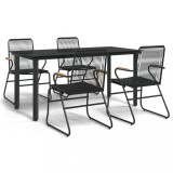 Cumpara ieftin Set mobilier de gradina, 5 piese, negru, ratan PVC