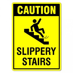 Sign caution slippery stairs foto