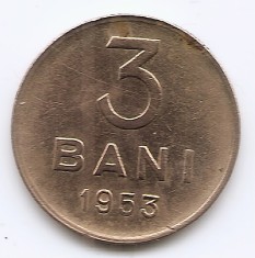 Romania 3 bani 1953 - Alama, 18 mm, KM-82.2