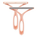 Cumpara ieftin Set 2 perii pentru &icirc;ndepărtat părul animalelor, plastic, silicon, alb, roz