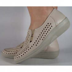 Pantofi platforma nude perforati piele naturala (cod 994) foto