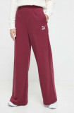 Puma pantaloni de trening culoarea bordo, neted