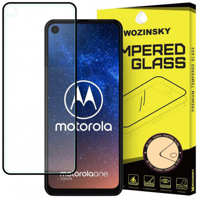 Folie Protectie Ecran WZK pentru Motorola One Action / Motorola One Vision, Sticla securizata, Full Face, Full Glue, Neagra foto