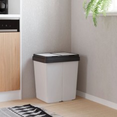 vidaXL Coș de gunoi dublu, alb, 2x25 L 154981