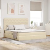 Cumpara ieftin Pat cu LED si saltea Creme 160 x 200 cm Tesatura