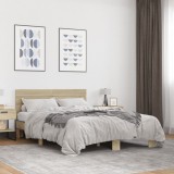 VidaXL Cadru de pat, stejar sonoma, 140x190cm, lemn prelucrat și metal