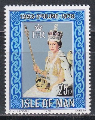 Isle of Man 1978 - A 25-a aniversare a &amp;icirc;ncoronării Majestății Sale Regina Elisabeta a II-a, MNH foto