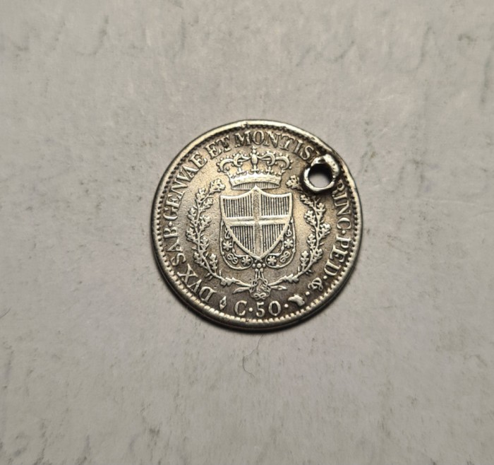 Sardinia 50 Centesimi 1827 L