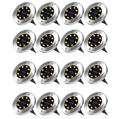 Set 16x Lampa Cu Incarcare Solara Rapida SI Timp Mare De Utilizare, alb cald, Tip Spot Cu 8 Leduri, Pentru Gradina, WaterProof, IP65, Carcasa Din Meta foto