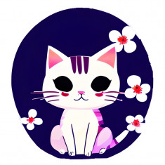 Sticker decorativ, Pisica, Alb, 60 cm, 10892ST foto
