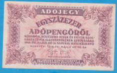 (4) BANCNOTA UNGARIA - 100.000 ADOPENGO 1946 (28 MAI 1946) foto