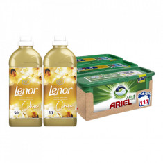 Pachet Ariel All in One Pods 117 spalari si Lenor Gold Orchid 2x50 spalari foto