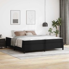 vidaXL Cadru de pat cu saltea Negru 200 x 200 cm Piele artificială