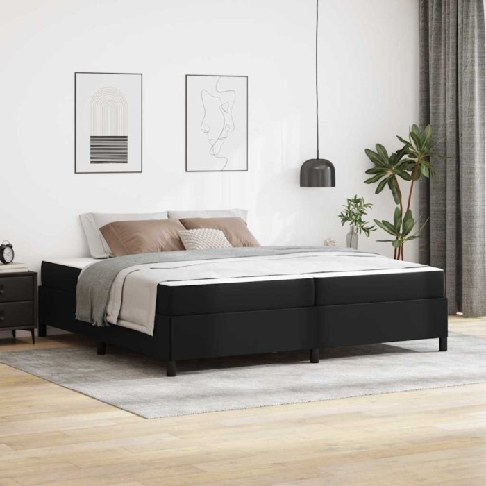 vidaXL Cadru de pat cu saltea Negru 200 x 200 cm Piele artificială 3399019