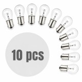 Set 10 becuri auto P21W BA15s 12V 21W Carguard, lumina alba