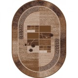 Cumpara ieftin Covor Oval Model Luna 1815-12, Marime 60 x 110 cm, Maro, Inaltime Fir 6 mm, Antialergic, Polipropilena, Living, Dormitor, Sufragerie, Birou